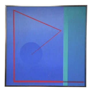 Cubist Geometric Signed Painting For Sale