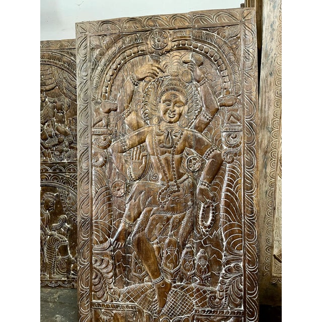 Indian Shiva Tandav Dark Woods Artistic Indian Wall Art Custom Door, 72x35 For Sale - Image 3 of 10