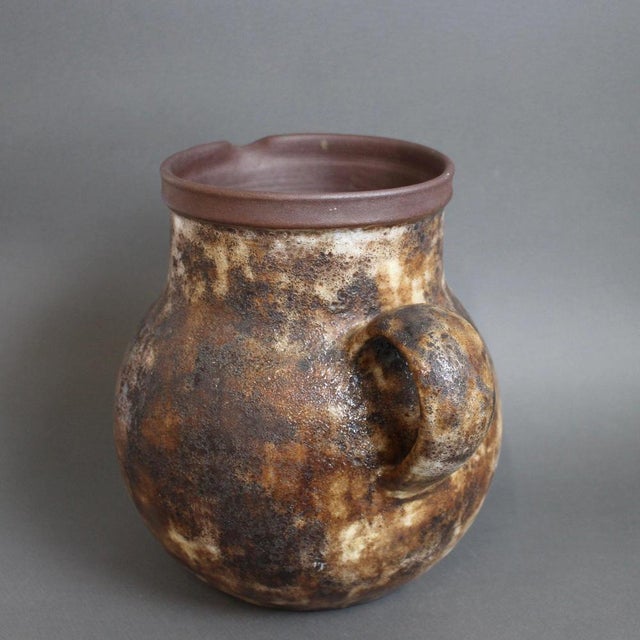 Brown Large Vintage French Stoneware Decorative Pitcher by Alexandre Kostanda, 1960s For Sale - Image 8 of 18