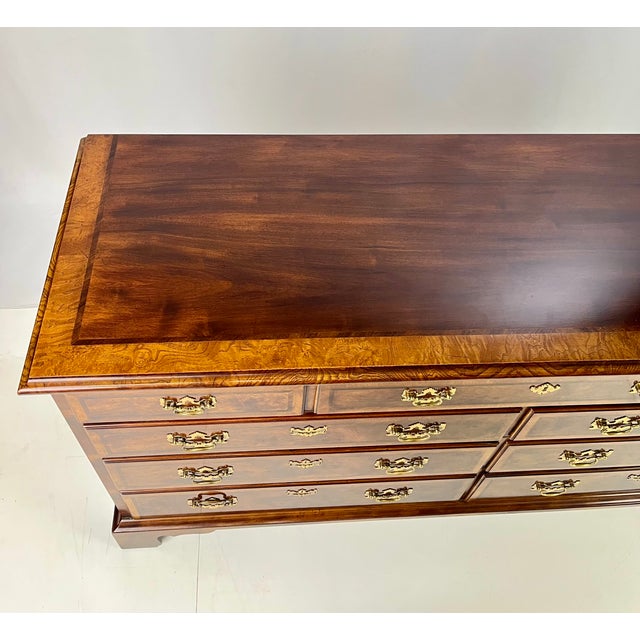 Late 20th Century Henredon Aston Court Collection Walnut, Myrtle & Ash Burl Double Dresser - Surrey Finish For Sale - Image 12 of 15