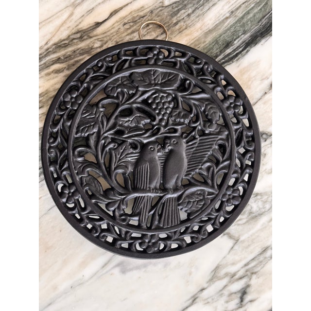 Traditional Vintage Parrot Motif Cast Iron Kitchen Trivet For Sale - Image 3 of 12