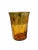 12 Beautiful Amber Glass with engraved design and gold rim.