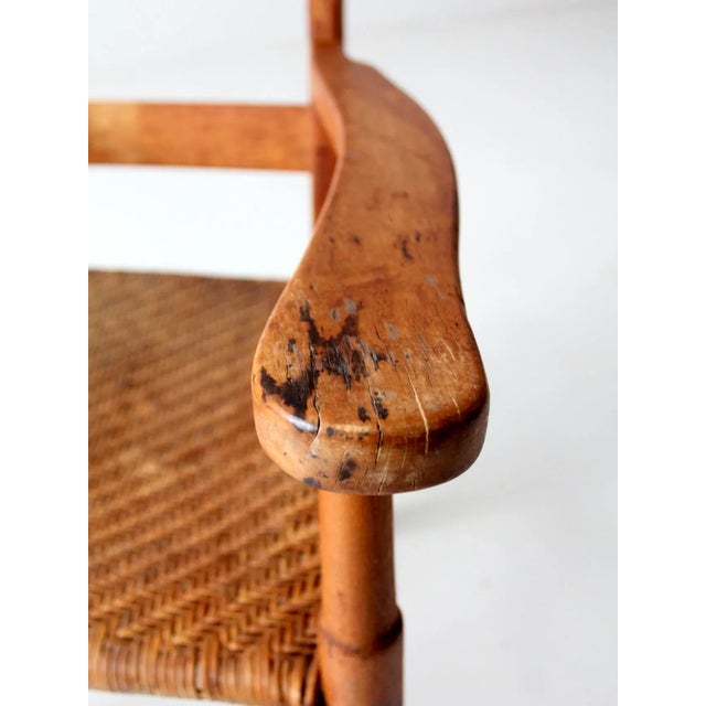 Vintage Woven Seat Arm Chair For Sale - Image 6 of 10