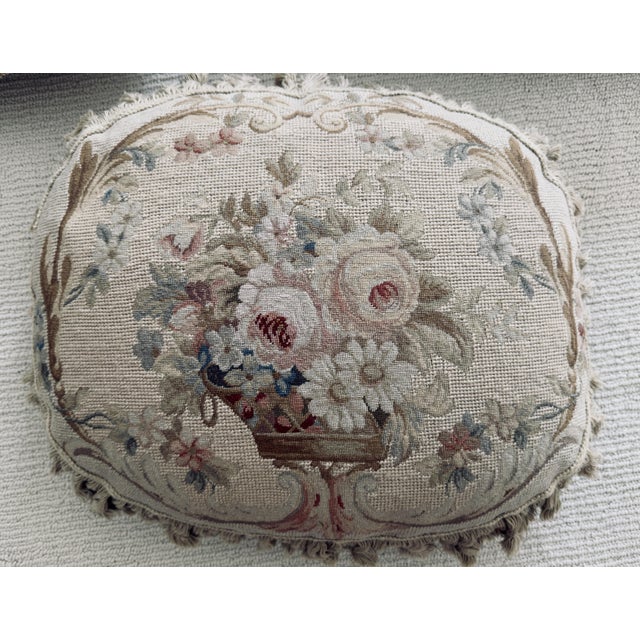 Set of 3 Luxury 18" Oval Hand-Woven Aubusson Tapestry Pillows - Down Filled For Sale - Image 4 of 4