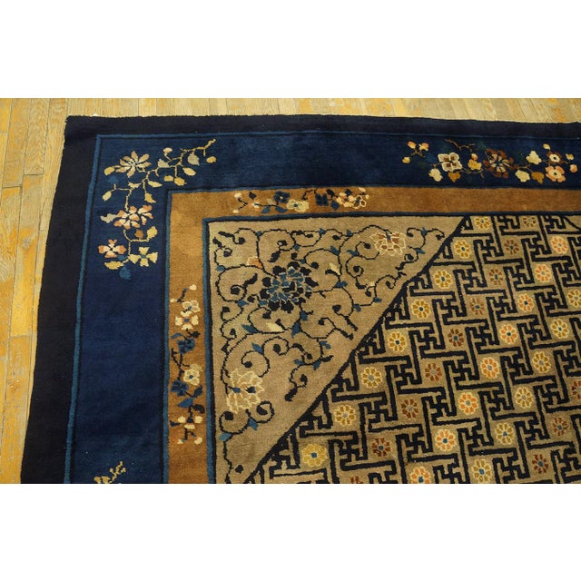 Chinese 1900s Camel Classic Swastika Medallion Antique Chinese Peking Hand-Knotted Rug For Sale - Image 3 of 11