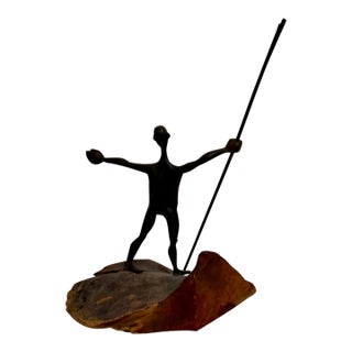 Milton Hebald, Milton Hebald Mid Century Bronze & Wood Sculpture Wpa Artist Modernist Americana For Sale