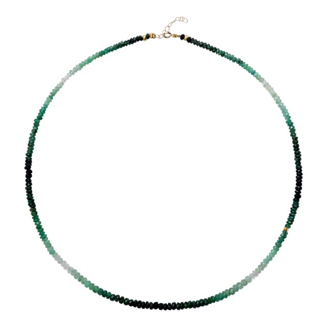 Birthstone May Emerald Ombre Gold Bead Necklace For Sale