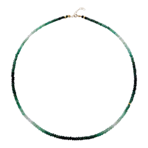 Birthstone May Emerald Ombre Gold Bead Necklace