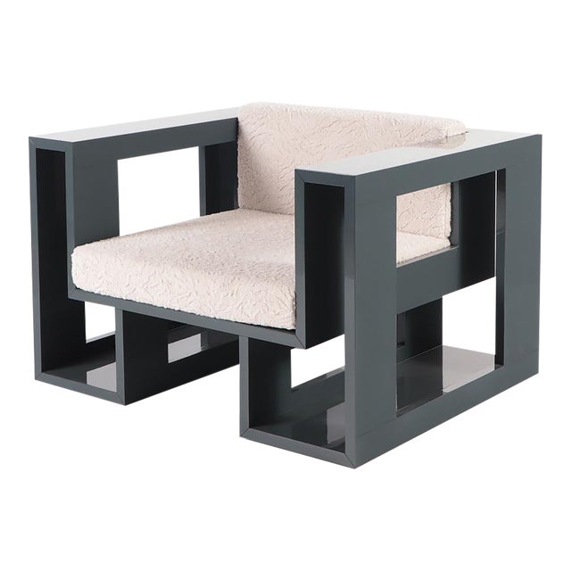 "Lil Bruda" Slate Grey Lacquered Club Chair Designed by Maximilian Eicke for Max Id Ny. For Sale