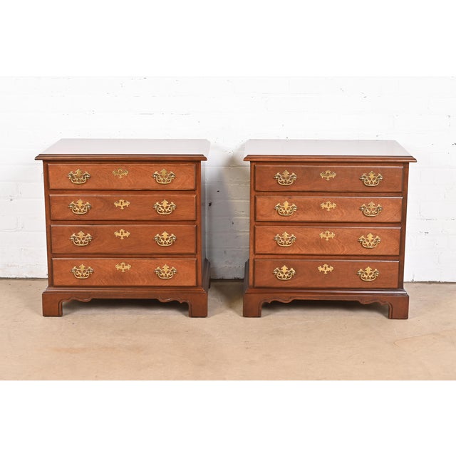 Drexel Chippendale Mahogany Four-Drawer Bedside Chests, Newly Refinished For Sale - Image 12 of 12