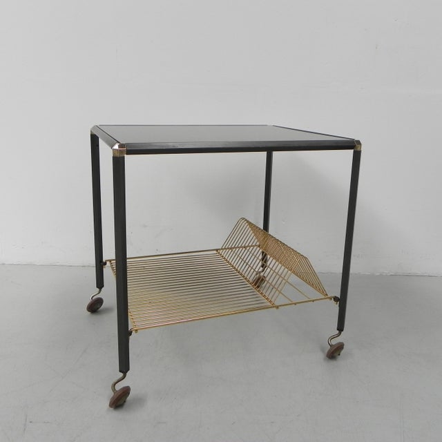 Vintage Coffee Table on Castors with Singles Rack, 1960s For Sale - Image 3 of 18