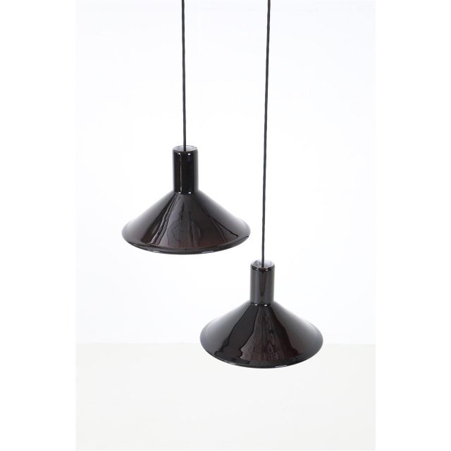 Mid-Century Modern P&T Glass Hanging Lamps by Michael Bang for Holmegaard, 1970s, Set of 2 For Sale - Image 3 of 17
