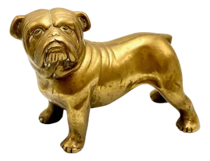 Brass Bulldog Paperweight or Statue, 1940s