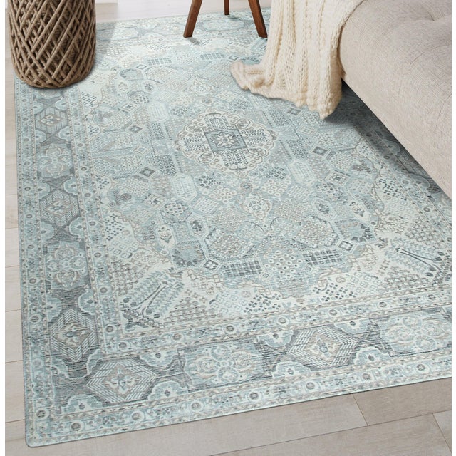 6x9 Tessa Bespoke Green Traditional Medallion Handmade Wool Room Size Carpet Rug For Sale - Image 10 of 10