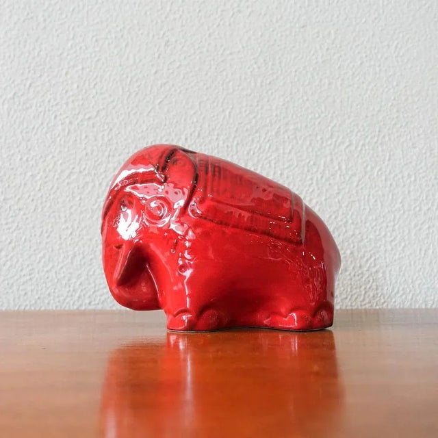 Vintage Red Glaze Ceramic Elephant in the style of Bitossi, 1970s For Sale - Image 12 of 12