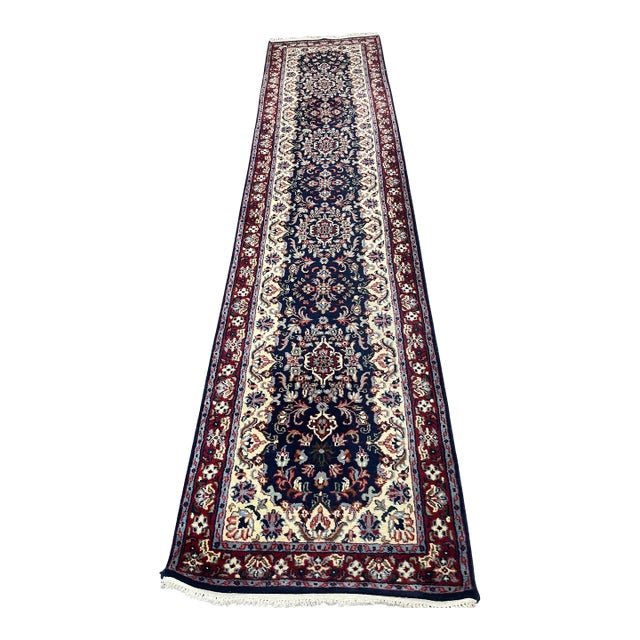 1990s Handwoven Persian Design Indian Rug - 2'6" X 10'7" For Sale