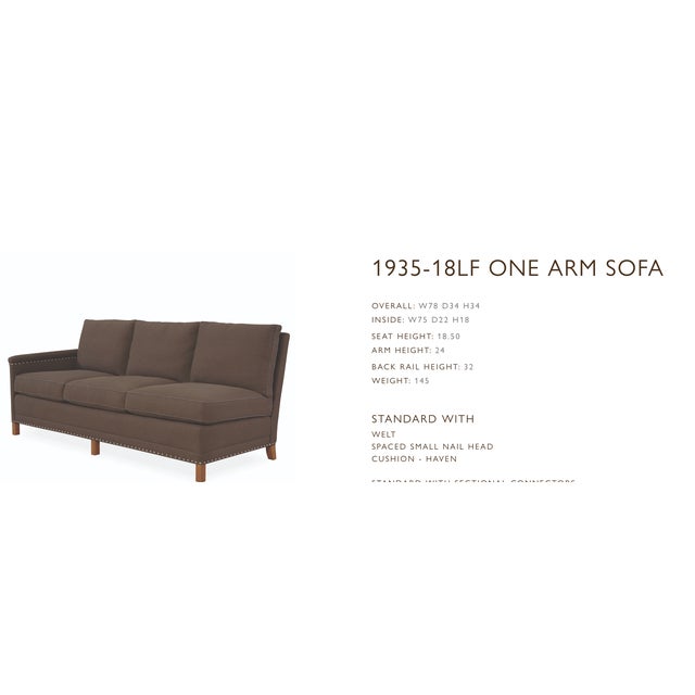 Transitional Lee Industries One-Armed Sofa (1935-18lf )- Vienna Blue - Excellent Condition For Sale - Image 3 of 7