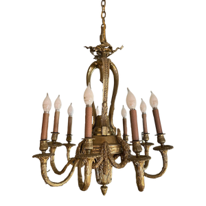 Late 19th Century Solid Bronze Chandelier