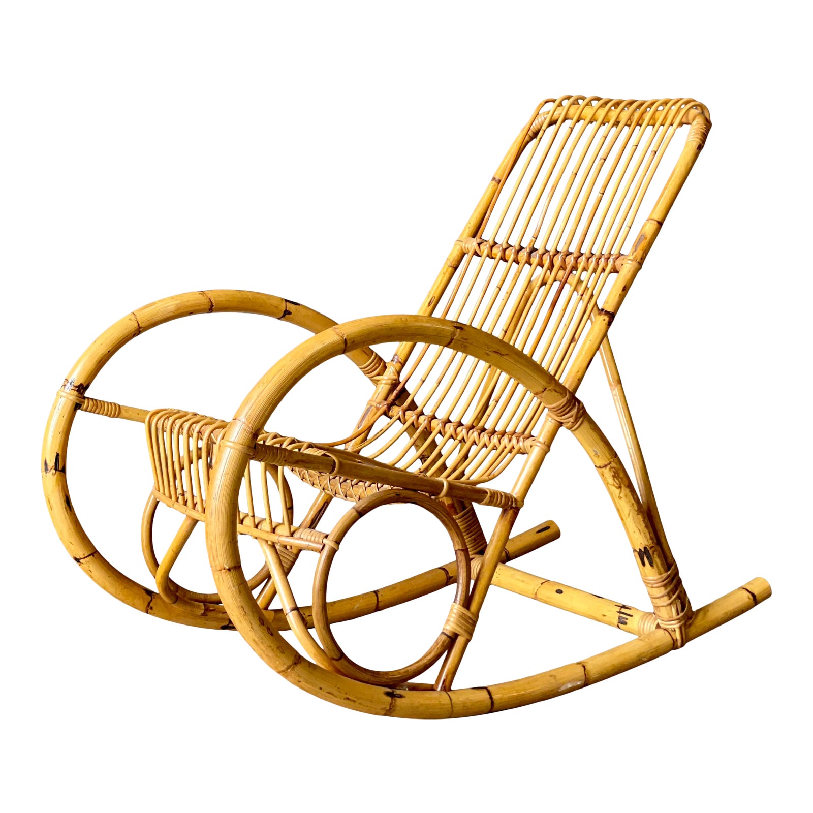 Burnt Bamboo/Rattan Rocking Chair Chairish