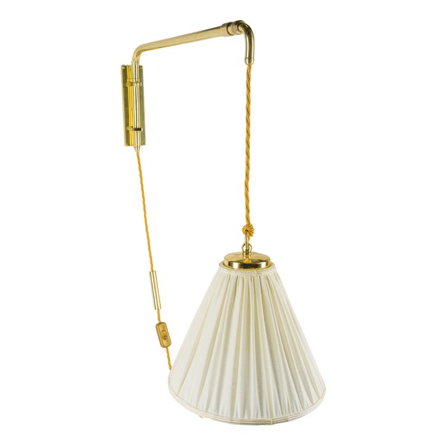 Art Deco Height Adjustable Brass Wall Lamp, 1920s For Sale