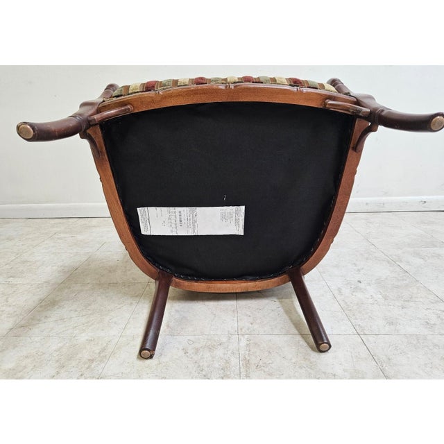 Italian Vintage Ethan Allen Faux Bamboo Cane Living Room Lounge Chair Italian Regency For Sale - Image 3 of 11