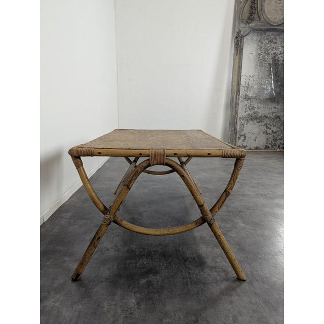 Rattan and Bamboo Coffee Table For Sale - Image 3 of 5