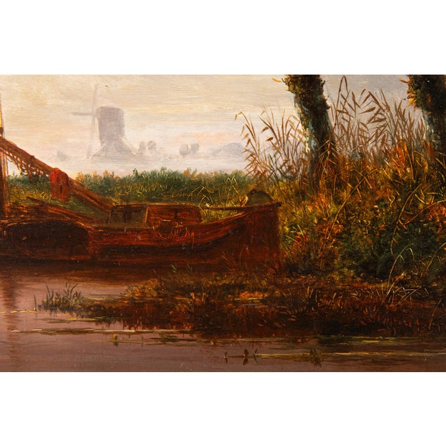 Dutch Moonlit River Landscape Painting by Jacobus Theodorus Abels (1803-66) For Sale - Image 11 of 18