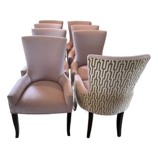 Set of 8 Custom Dining Chairs in Lavender Wool For Sale