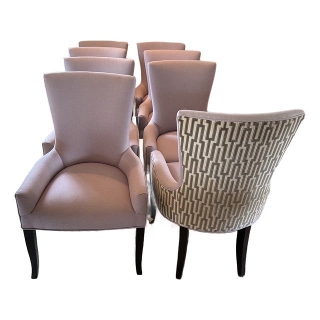 Set of 8 Custom Dining Chairs in Lavender Wool For Sale