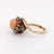 Antique Victorian Ring Coral Rose Cut Diamond 14 Karat Yellow Gold Jewellery size 7 For Sale - Image 4 of 7