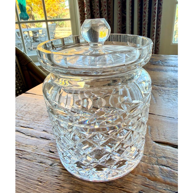 Traditional Vintage Waterford Crystal Lismore Biscuit Jar and Lid For Sale - Image 3 of 9