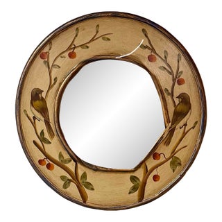 Mid 20th Century Decorative Bird and Berry Wall Mirror For Sale