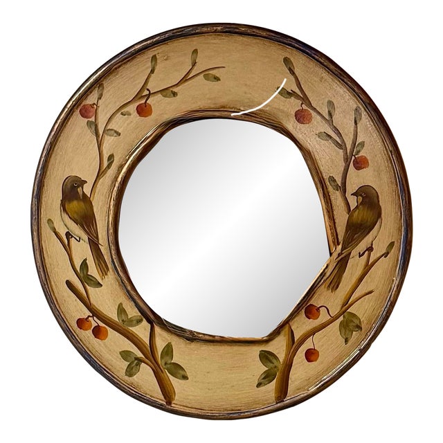 Mid 20th Century Decorative Bird and Berry Wall Mirror For Sale
