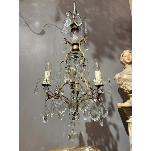 Antique Italian Crystal Chandelier For Sale - Image 4 of 14