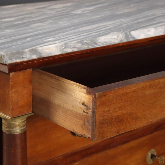 Empire Chest of Drawers in Walnut and Marble For Sale - Image 4 of 12