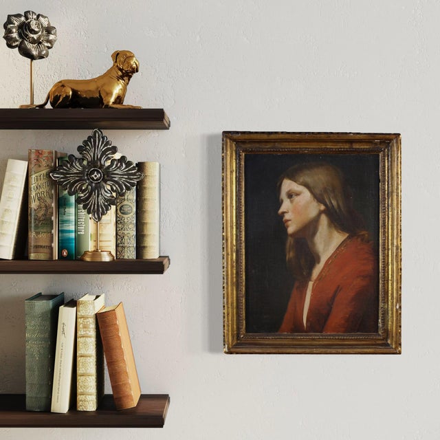 Italian Artist, Portrait of a Young Girl, 1850, Oil on Canvas, Framed For Sale - Image 12 of 16