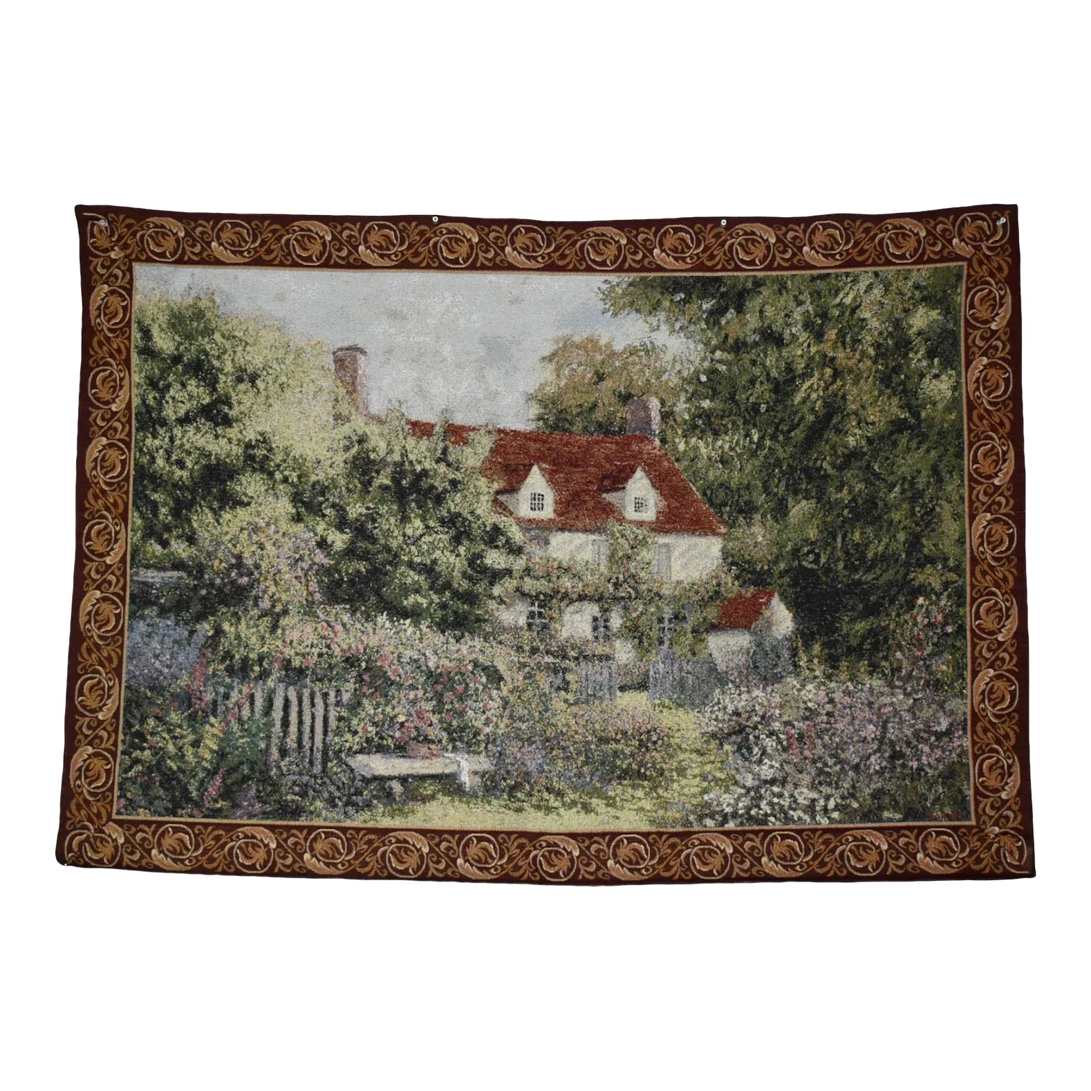 Grande Tenture Murale Vintage – Scène Champêtre Quiltée – 210cm X 90cm -AF