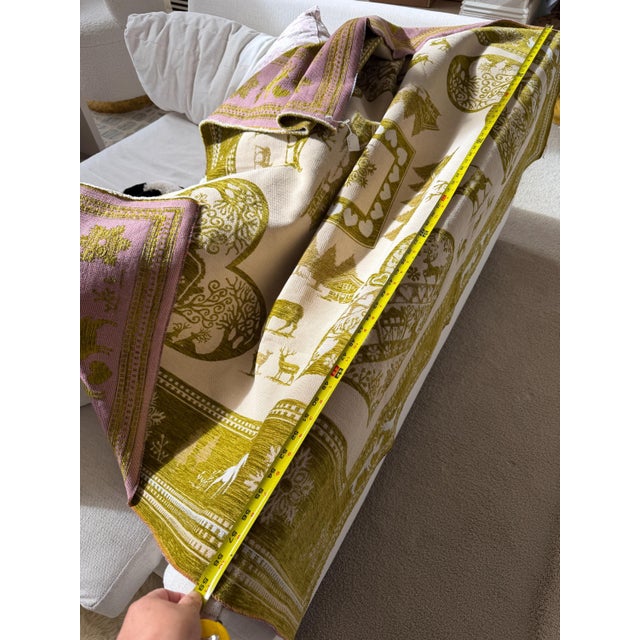 Vintage French Reversible Alpine Jacquard Tapestry Blanket - Chalet & Deer For Sale - Image 12 of 13