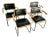 Italian Mid Century Modern Black Vinyl and Chrome Cantilever Chairs - Set of 4 For Sale