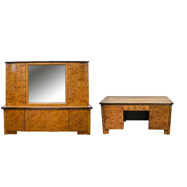 Art Deco Study Set in Mountain Elm Burl, 1925, Set of 2 For Sale - Image 11 of 11