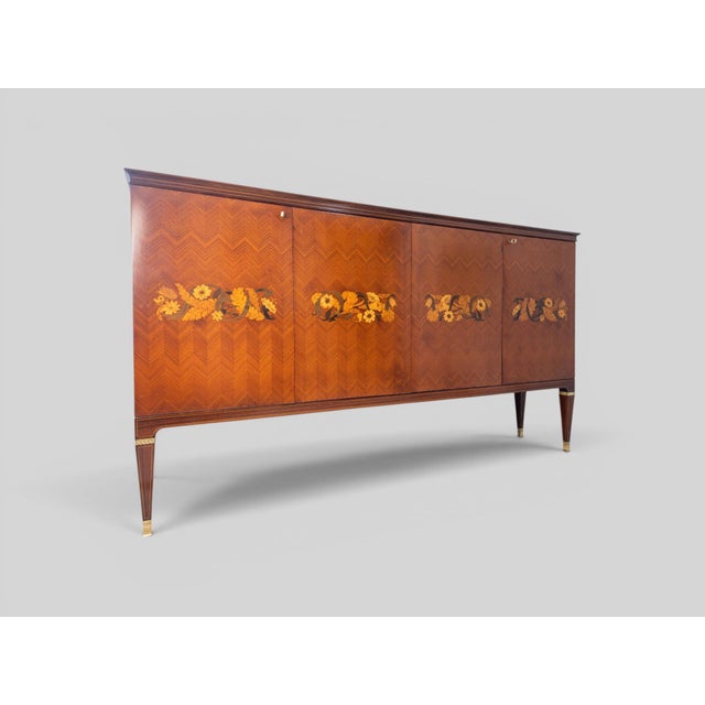 Mid-Century Italian Sideboard with Floral Marquetry by Paolo Buffa, 1950s For Sale - Image 6 of 18
