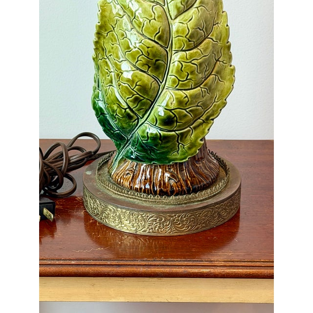 Majolica Style Botanical Table Lamp For Sale In New York - Image 6 of 13