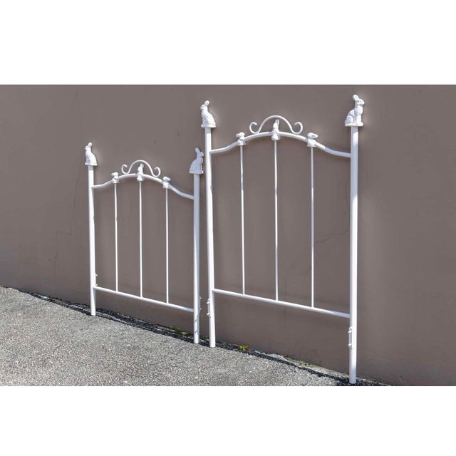 Children's Pair of White Gloss Corsican Twin Beds With Bunny Finials For Sale - Image 3 of 8