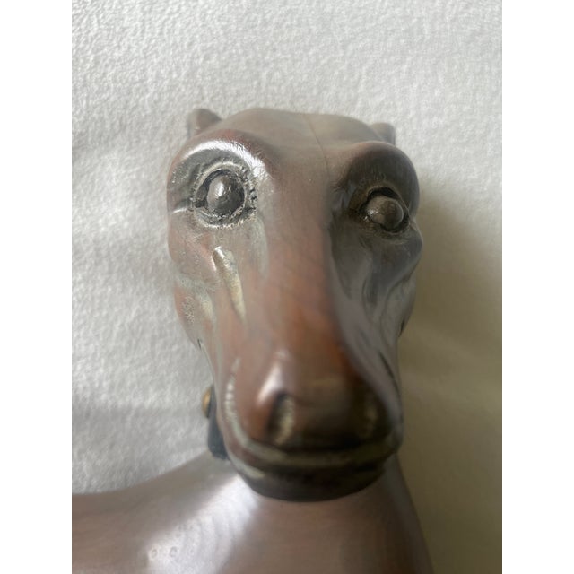Mid-Century Vintage Whippet Dod Wood Sculpture Seated on Base For Sale - Image 15 of 15