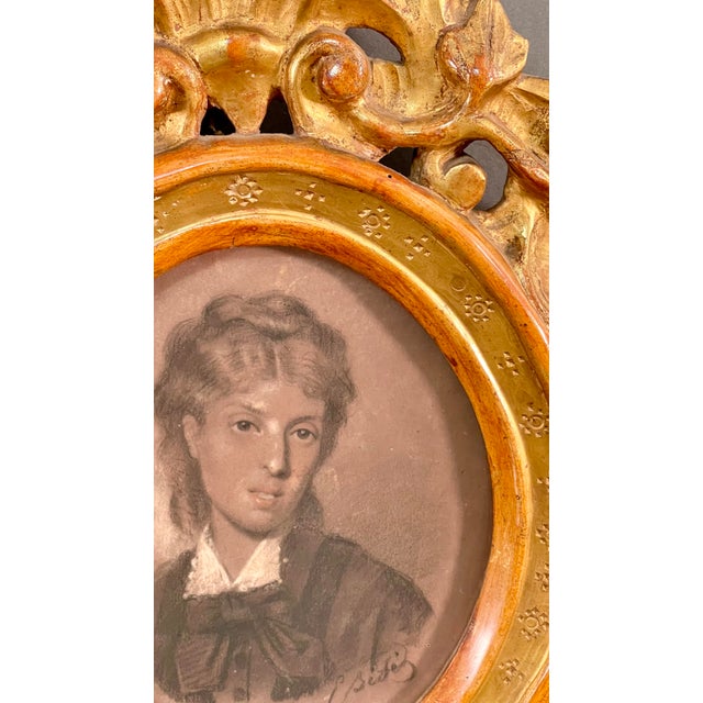 Beautiful painting by the great franco-belgian artist émile baes depicting a young noblewoman in period costume. pastel on...