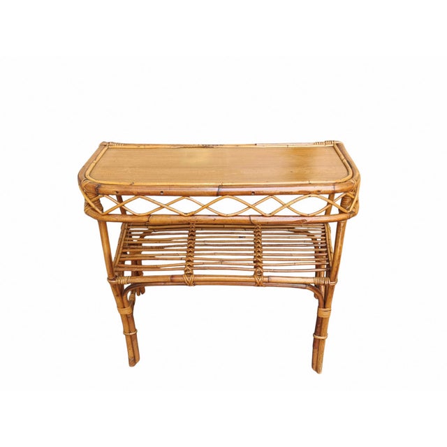 Vintage Bamboo and Woven Rattan Console Table by Franco Albini, Italy, 1960s For Sale - Image 6 of 12