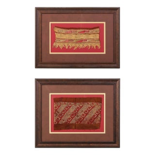 Collection of Two Framed Pre-Columbian Textile Panels Chimu Chancay Culture For Sale