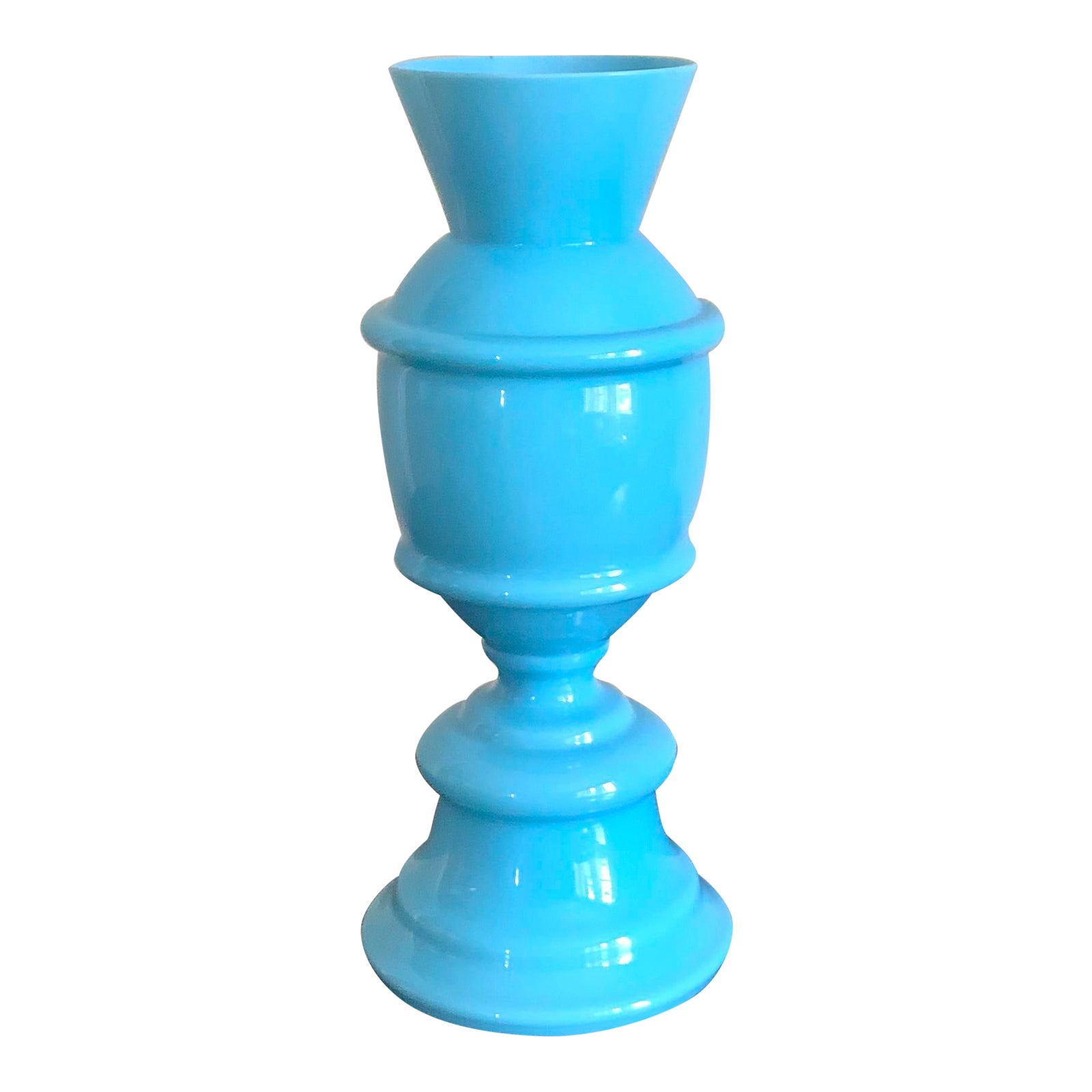French Blue Opaline Glass Vase Chairish