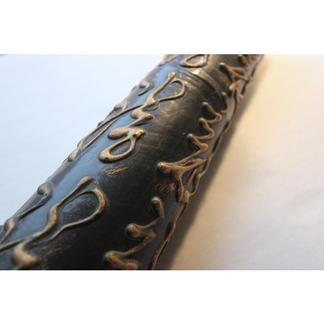 A pair of gorgeous hand-crafted Chinese antique replica scroll holders or drawing tubes. The resin tubes are burnished...