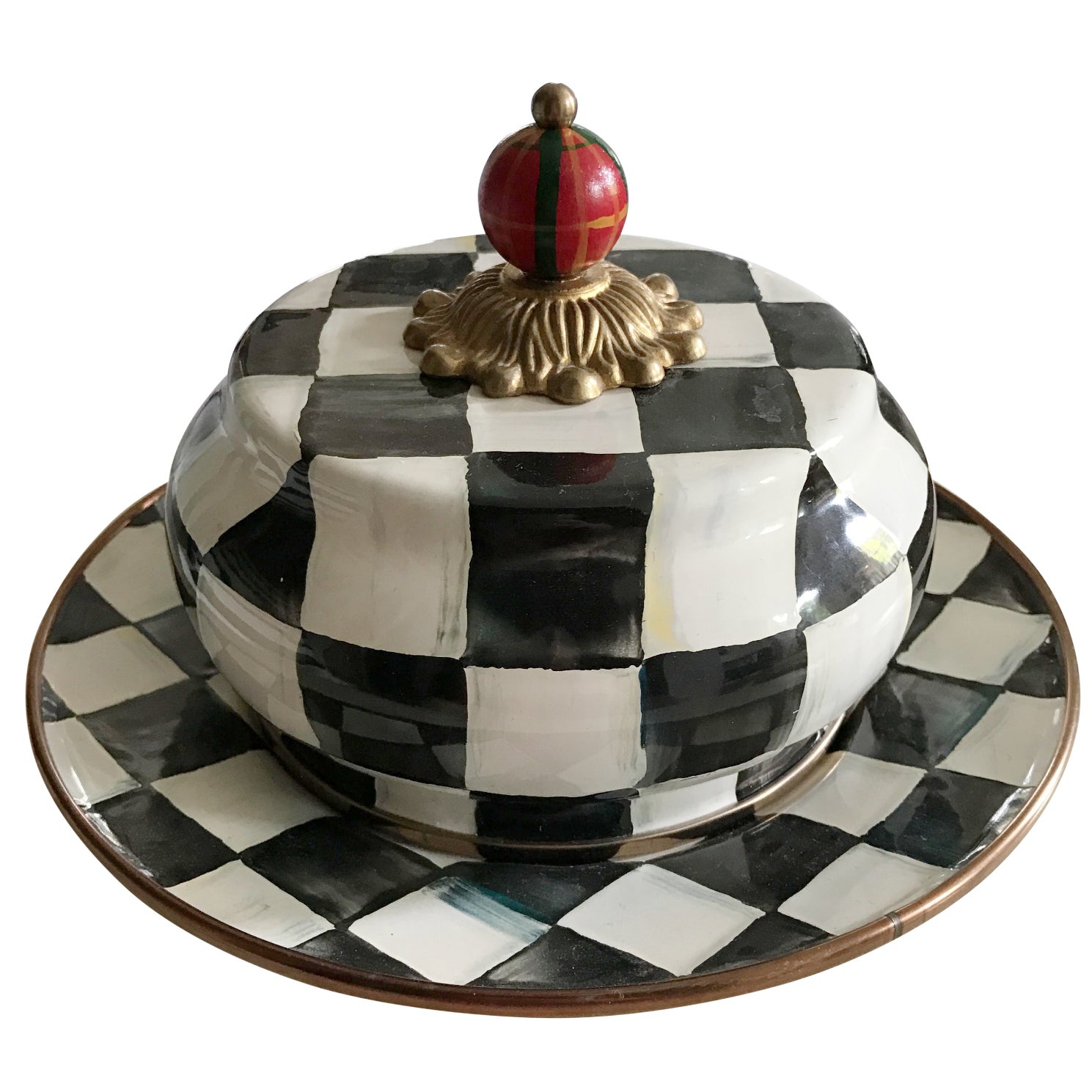 MacKenzieChilds Butter Dish in Courtly Check Chairish